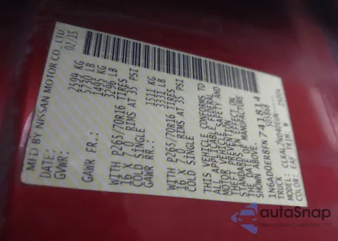 2015 Nissan Frontier Sv z USA, uszkodzony, nr VIN 1N6AD0ER8FN741814